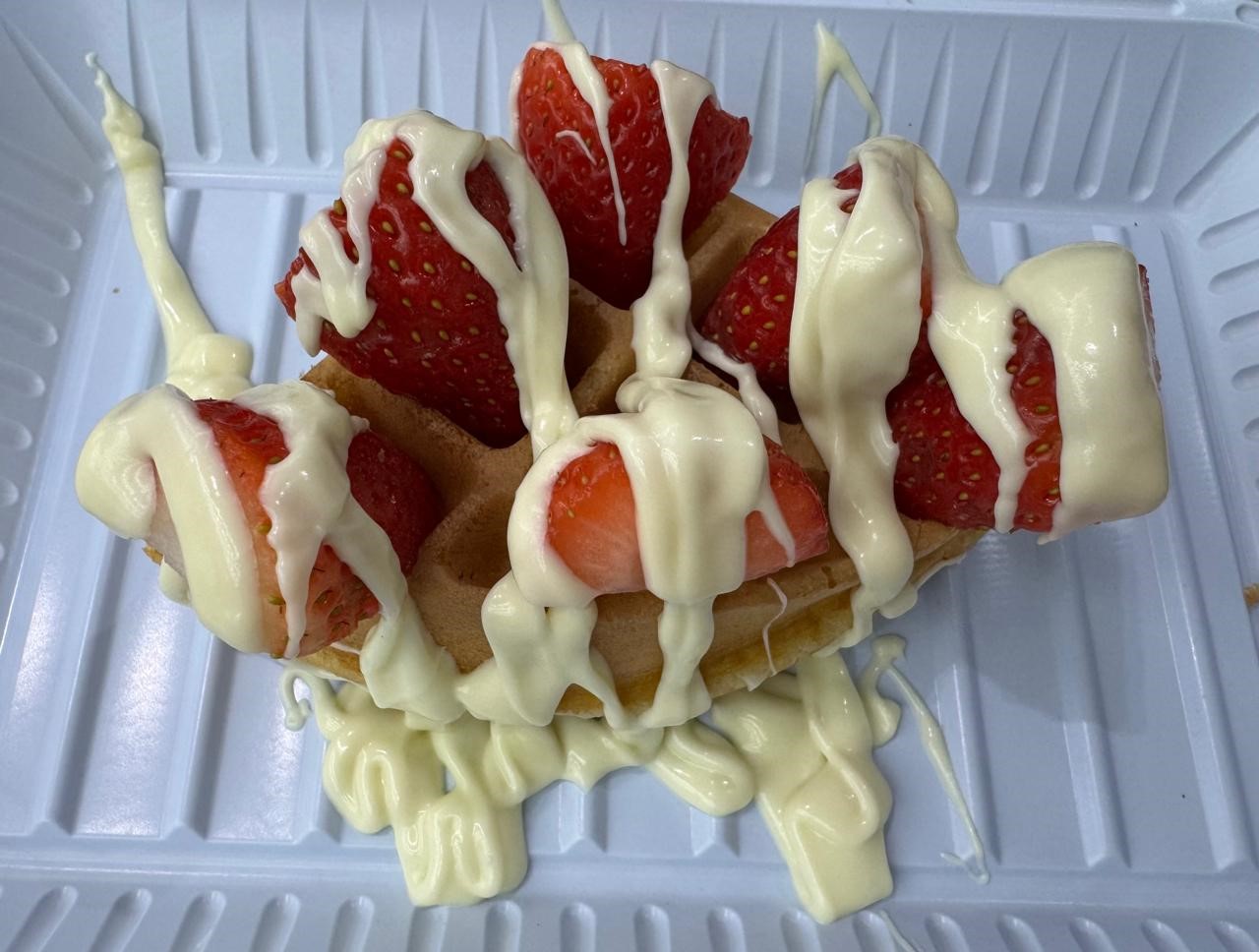 White Strawberry Waffle